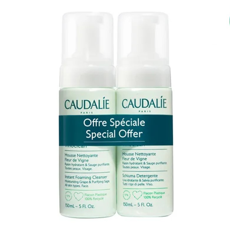 CAUDALIE Vinoclean Instant Foaming Cleanser Duo 150ml.โกดาลีย์ วิโนคลีน โฟมมิ่ง คลีนเซอร์ (แพคคู่)