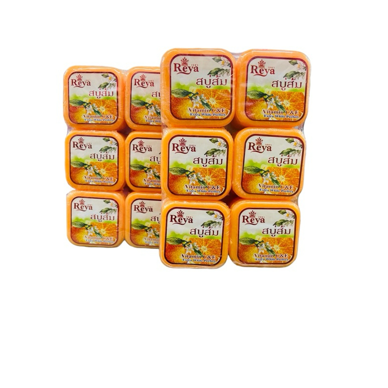 Reya สบู่เรยา สูตร ส้มวิทอาร์บูติน ผลิตภัณฑ์ทำความสะอาดผิวหน้าและผิวกาย(1แพ็คมี12ก้อน)น้ำหนักปริมาณก้อนละ 65กรัม ราคา ถูกที่สุด ดีลบีเคเค แกลเลอรีภาพที่ 2