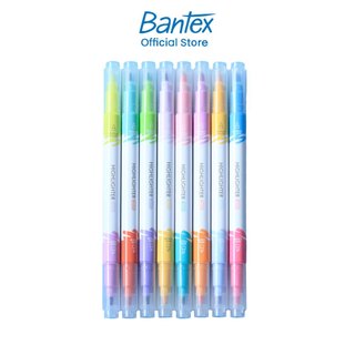 Bantex ปากกาไฮไลท์ สีพาสเทล ปากกาเน้นข้อความ 8แท่ง 16สี เมจิค เน้นข้อความสำคัญ 2หัว ระบายสี Highligh
