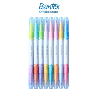 Bantex ปากกาไฮไลท์ สีพาสเทล ปากกาเน้นข้อความ 8แท่ง 16สี เมจิค เน้นข้อความสำคัญ 2หัว ระบายสี Highligh