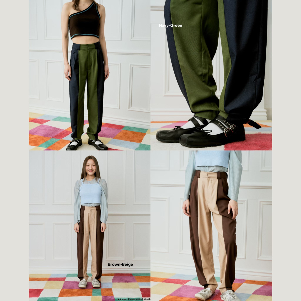 The Freckled Market -  Jam Trousers กางเกงขากระบอกยาว จั๊มปลายขา เอวสูง
