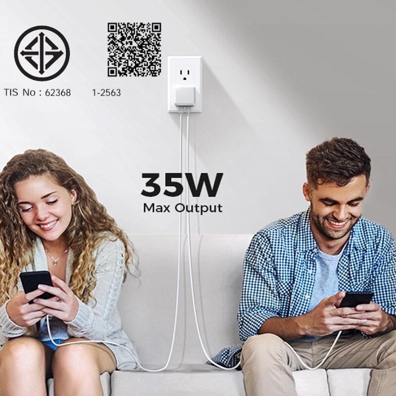ที่ชาร์จโทรศัพท์มือถือ 35w 2 พอร์ต C Type PD แบบพกพา ชาร์จเร็ว สําหรับโทรศัพท์ 16 15 14 13 12 11 X s pro max - รูปที่ 5