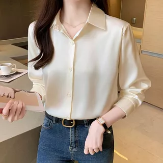 เสื้อเชิ้ตแขนยาวมินิมอล สไตล์เกาหลี สําหรับผู้หญิง,ผ้าใส่สบาย เสื้อ