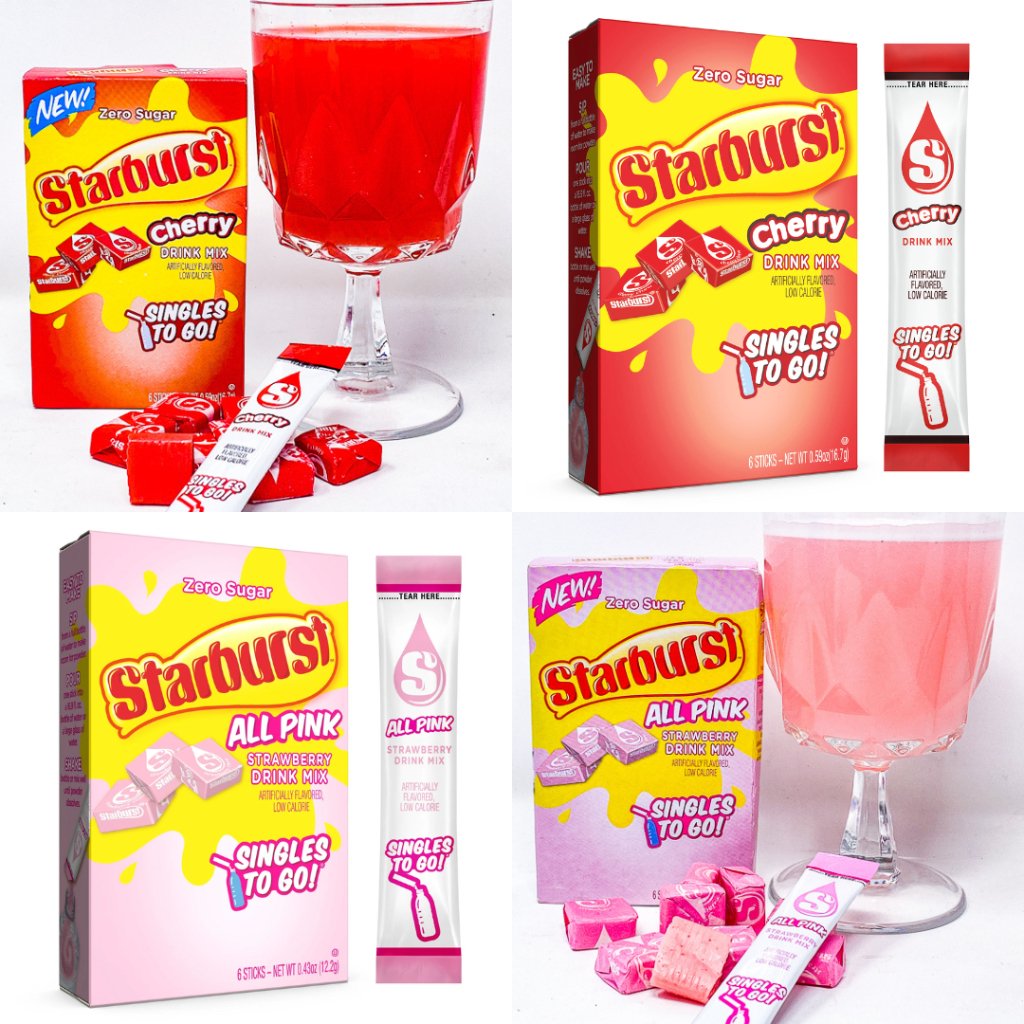 Starburst Drink Mix: Cherry & All Pink Strawberry 500 ml ผสมผงกับน้ำ 500 มล.