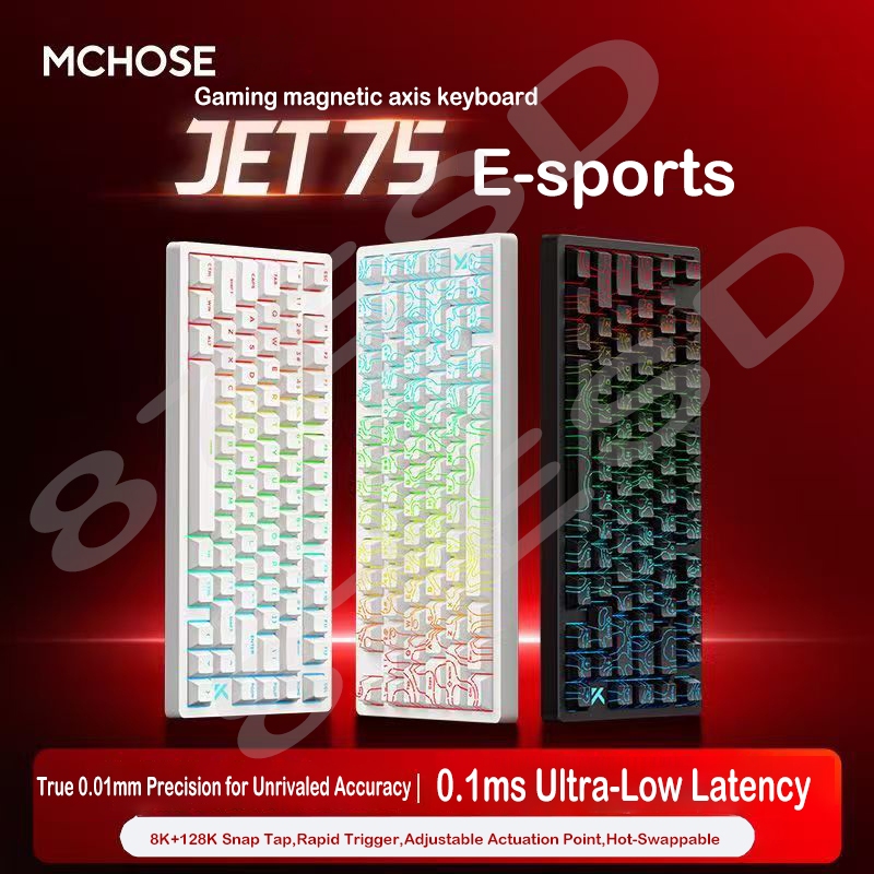 คีย์บอร์ดเชิงกล Mchose Jet75 แบบมีสายแกนแม่เหล็ก รองรับ SOCD, RS, เกมอีสปอร์ต