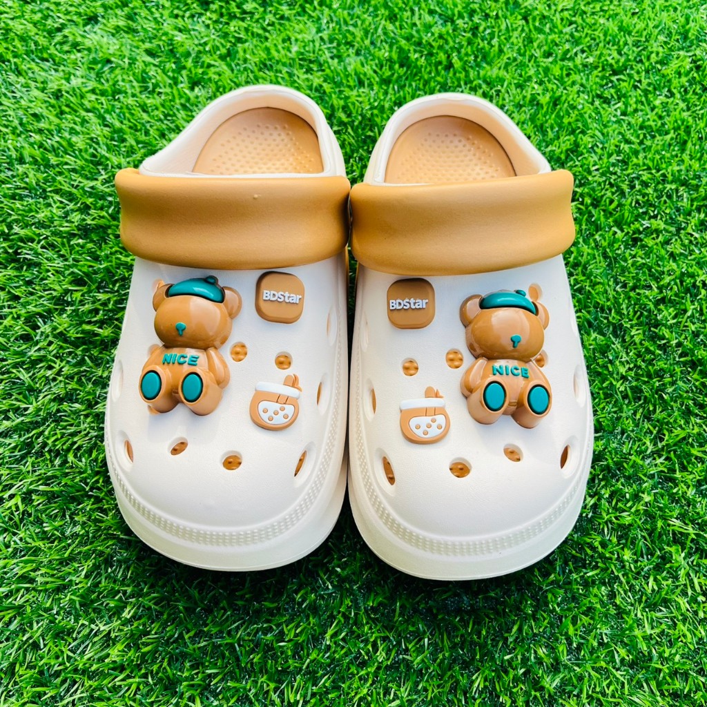 รองเท้าหัวโตBD STAR รุ่น 738-1 ลายหมีพื้นหนาสุดๆ 7ซม พื้นนิ่มสวมใส่สบายเท้า ไซร้36-41