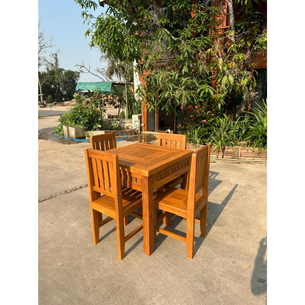 ชุดโต๊ะอาหารไม้สัก 4 ที่นั่ง 80x80x80 ซม. เฟอร์นิเจอร์ไม้สัก งานผลิตเอง (พร้อมยกติดตั้งฟรี ส่งฟรียกเว้นภาคใต้) TE-137 thumbnail 7