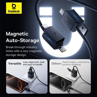 Baseus สายชาร์จเร็ว แบบถอดหัวได้ รุ่น Versatile Two-for-Two Fast Charging Cable U+C to C+L 60W 1m