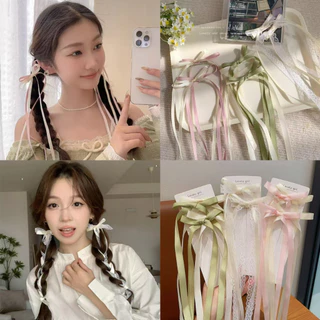 Rubuyou 1ชิ้น าทกิ๊บติดผมโบว์ริบบิ้นลูกไม้น่ารักY2Kสไตล์เกาหลีแฟชั่นหวานหางม้าเครื่องประดับผมสำหรับผู้หญิงเรียบง่าย