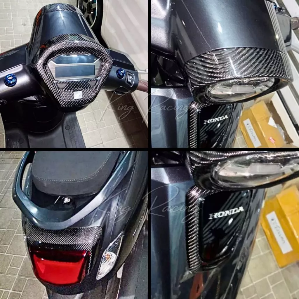 ชุดแต่งคาร์บอน Honda Giorno 4 ชิ้น ลาย 2 ครอบไมล์/ไฟหน้า/โลโก้/ไฟท้าย thumbnail 3