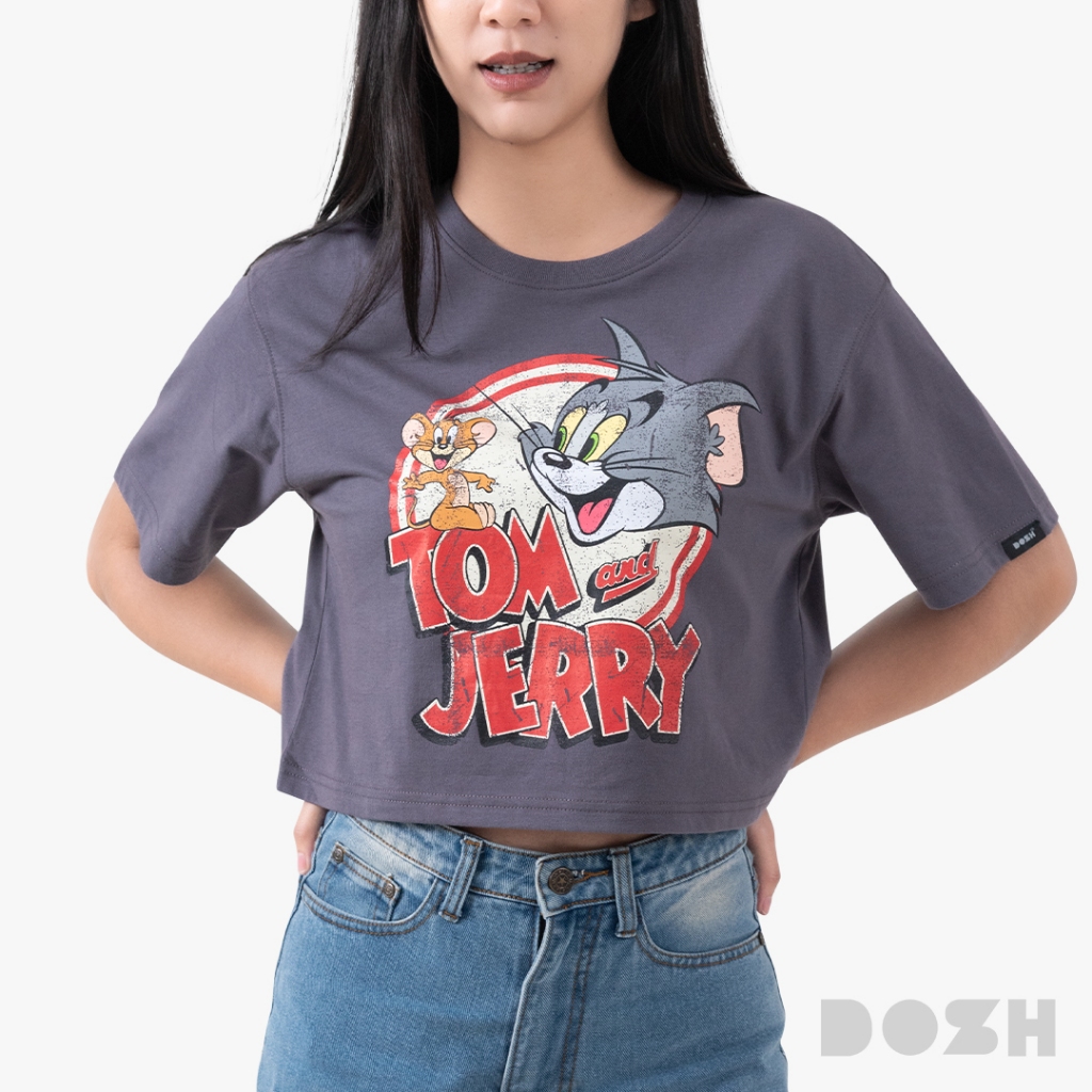 DOSH WOMEN'S CROPPED T-SHIRTS TOM AND JERRY เสื้อยืดครอปผู้หญิง DTJWT1000-VI (XS/S-M/L)