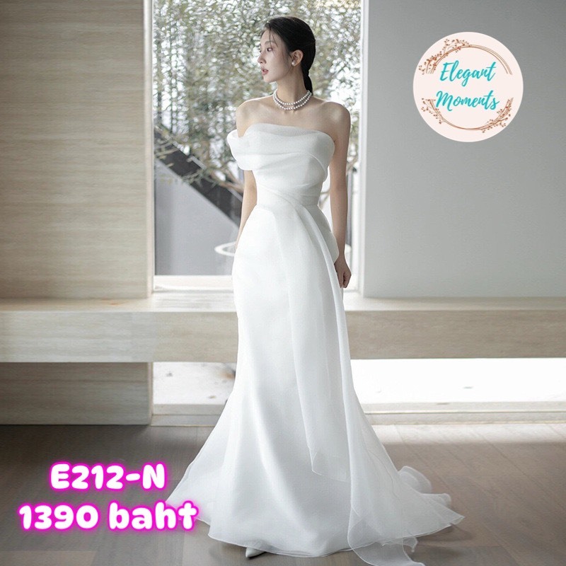 พร้อมส่งจากไทย รหัส E212-N ชุดแต่งงาน ชุดเจ้าสาว ชุดถ่ายพรีเวดดิ้ง ชุดafter party ชุดงานหมั้น เดรสยาว เดรสมินิมอล