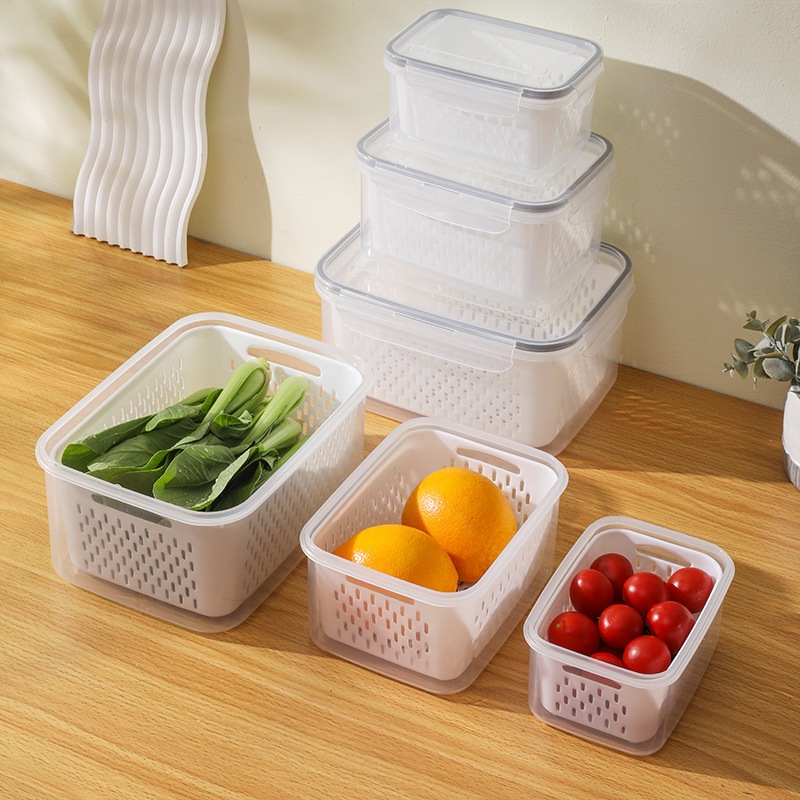 GaGiNang ชุดSet 3 กล่องถนอมอาหาร จัดเก็บผัก-ผลไม้และของสด กล่องเก็บอาหาร กล่องปิดผนึก ออกแบบ 2 ชั้น มี 3 ขนาด S+M+L - รูปที่ 5