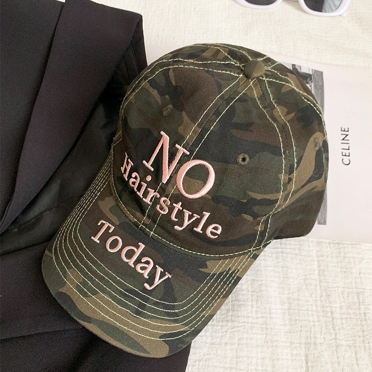 หมวกเบสบอลพิมพ์ลายพรางสไตล์เกาหลี ins cap เย็บปักถักร้อยจดหมาย สไตล์ถนนย้อนยุค TODAY