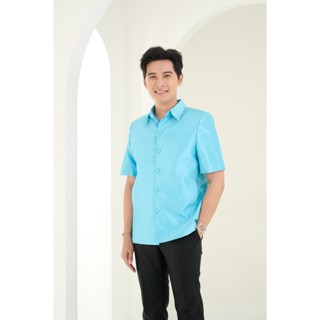 เสื้อสูทไหมแพรทอง สีฟ้า