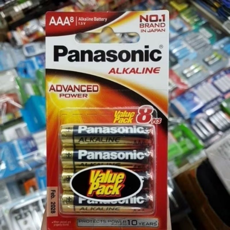 ถ่าน Panasonic Alkaline Size AAA 1.5V แพค 8ก้อน รุ่น LR03T/8B หรือ แพค6ก้อน ของใหม่ ของแท้