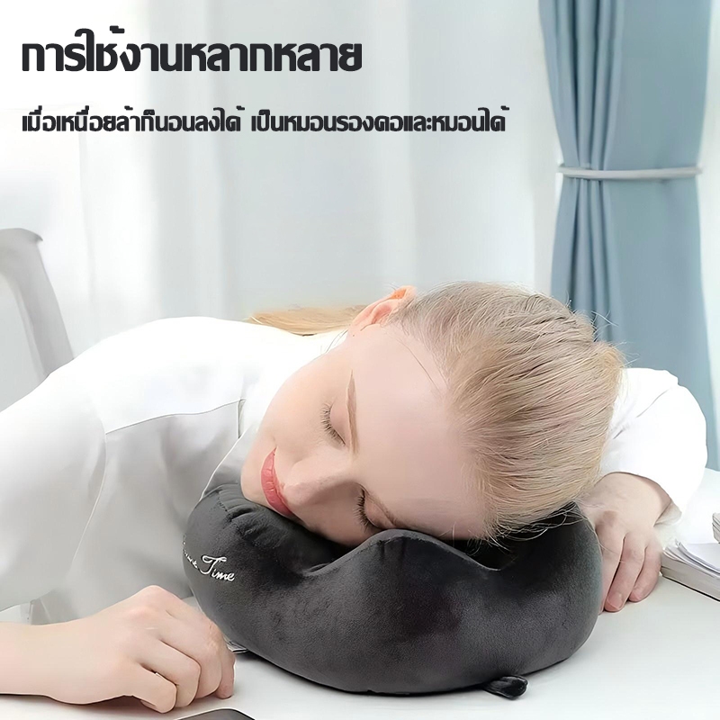 👨🏻‍⚕️หมอกระดูกสันหลังส่วนคอแนะนำ💤CARMAN หมอนรองคอ หมอนรองคอแบบพกพา หมอนเดินทาง 4ฮัมป์ แถม ผ้าปิดตา ผ้าปิดตา นุ่ม100%