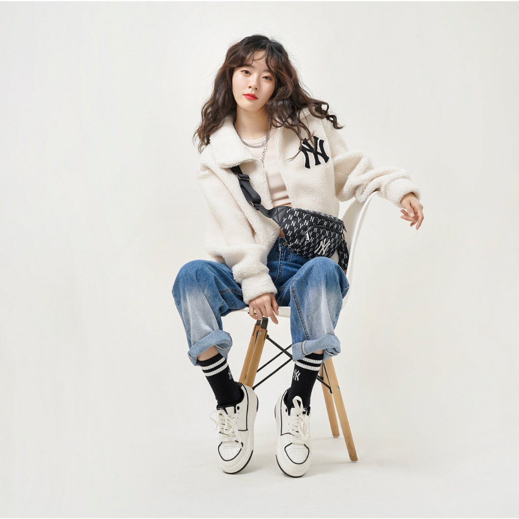 【ของแท้%100】MLB Chunky Liner Sneakers รองเท้าผ้าใบ รุ่น รองเท้าลำลอง-ขาว จัดส่งที่รวดเร็ว