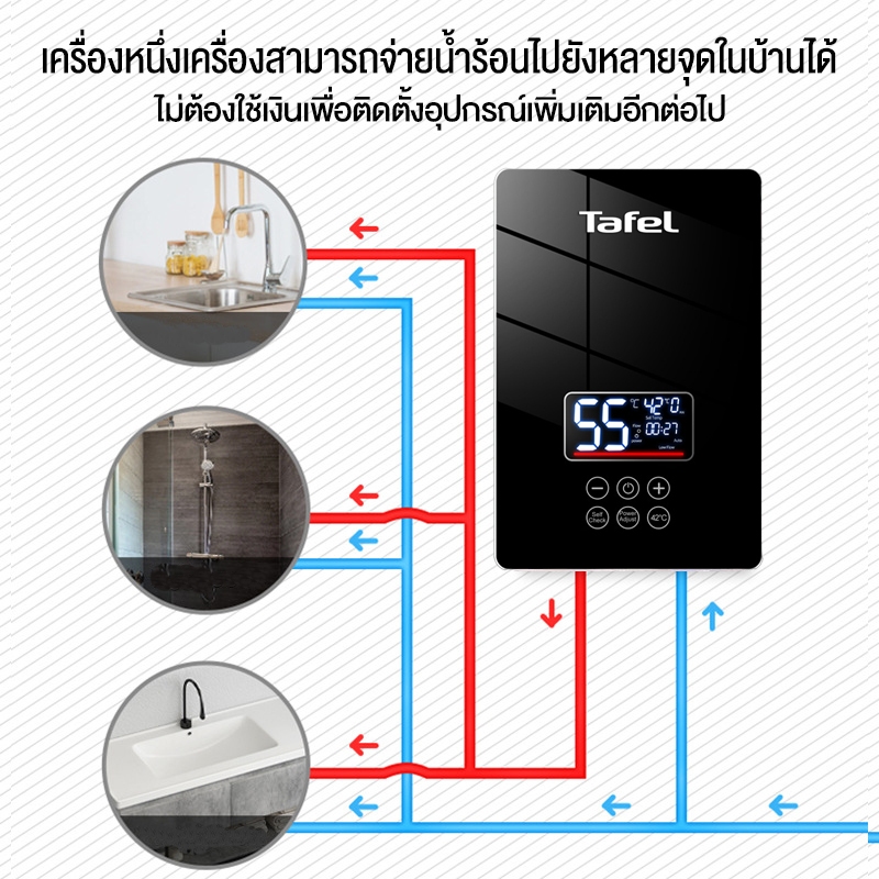 【รับประกัน 3 ปี】รุ่นใหม่ เครื่องทําน้ําอุ่น มาพร้อมทุกชิ้นส่วนและหัวฝักบัว พร้อมติดตั้ง 3500W ร้อนเร็ว อุณหภูมิคงที่ 55° - รูปที่ 5