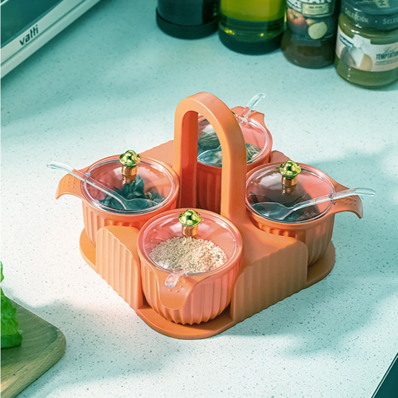 [พร้อมส่งจากไทย] ขวดเครื่องปรุงอาหาร ชั้นวางขวดเครื่องปรุง มีชั้นวาง พร้อมด้ามจับ สามารถหิ้วได้สะดวก