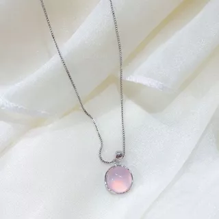 ESCOBAL สร้อยคอเงินแท้ Pink Chalcedony จี้เงินแท้ สร้อยมงคล สร้อยเปลี่ยนสี สร้อยแฟชั่น วาเลนไทน์