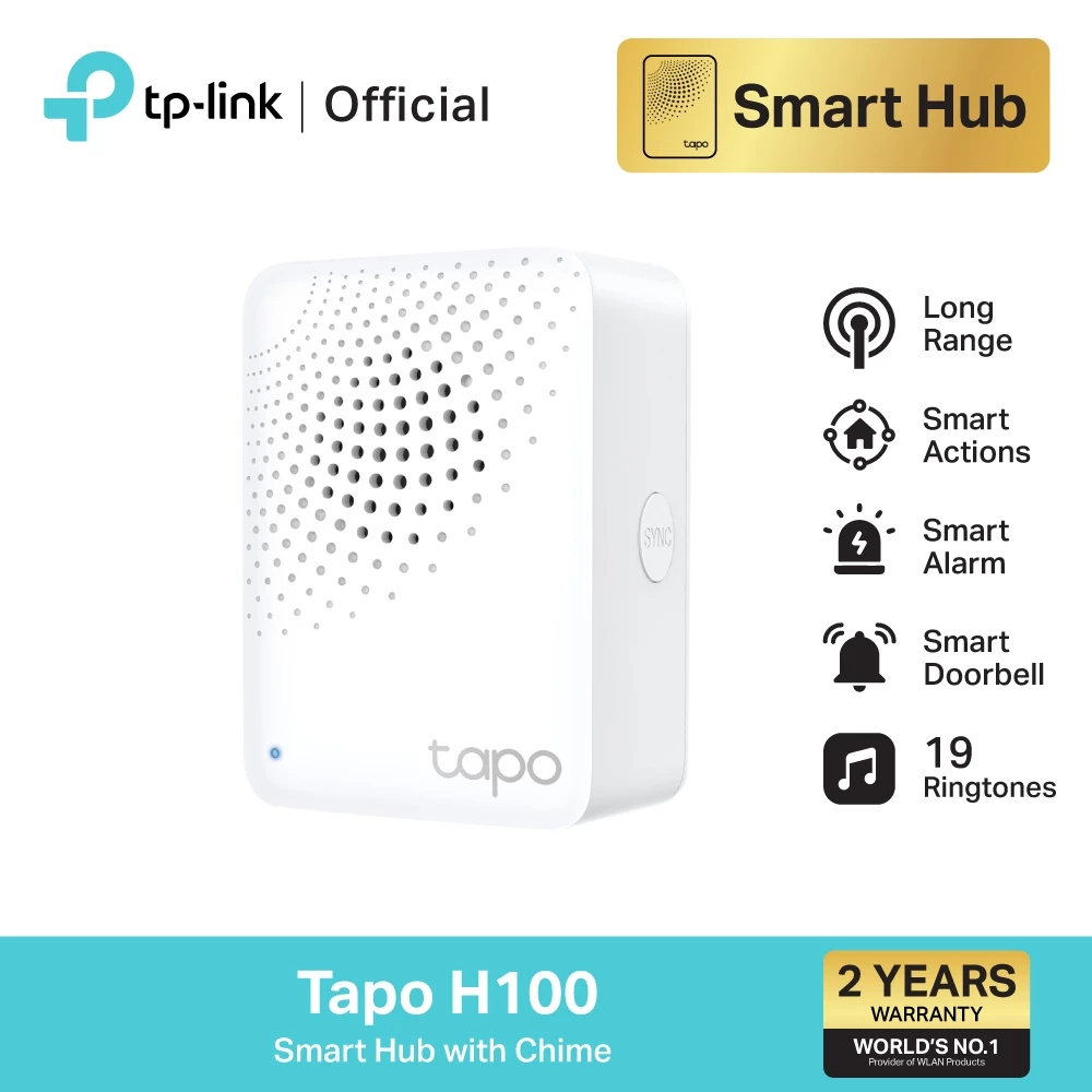 TP-Link Tapo H100 Smart Hub with Chime ฮับเชื่อมต่ออุปกรณ์ Tapo สมาร์ทโฮม ได้สูงถึง 64 อุปกรณ์ รับประกัน 2 ปี