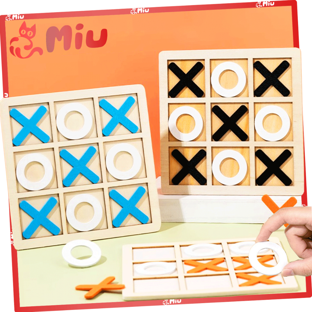 Xo Triple Tic Tac Toe Chess บอร์ดเกมกระดานไม้ ของเล่นเสริมการเรียนรู้เด็ก