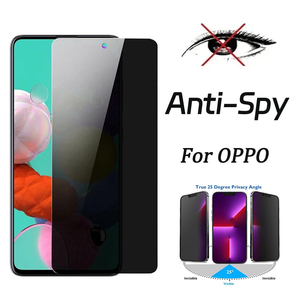 แอนตี้สปาย ฟิล์มกระจก สำหรับ OPPO A60 A79 A18 A38 A58 A17 A57 A74 A95 A5 A11 A15 A93 A52 A77 Reno 11F 8T 3 4 5 6 7 Pro