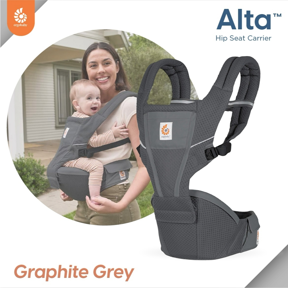 Ergobaby เป้อุ้มเด็ก รุ่น Alta hip seat - Graphite Grey สำหรับ 4-48 เดือน ระบายอากาศ ปรับสายง่าย