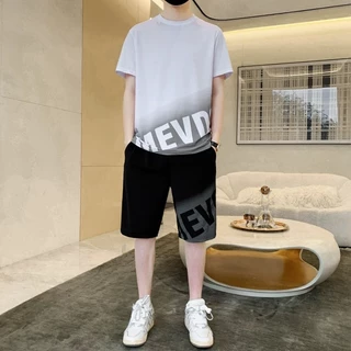 TS MEN เสื้อชุดผู้ชาย เสื้อผู้ชาย กางเกงขาสั้นผู้ชาย (เสื้อ+กางเกงขาสั้น) ดีไซน์เก๋ ขนาดมาตรฐาน TZ23