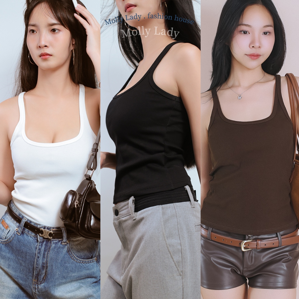 Molly Lady ❤️ เสื้อกล้ามดาราทรงสวย เน้นคุณภาพ เน้นดีเทลคุณภาพ ทรงคอลึก ลุค ZARA / Tank top