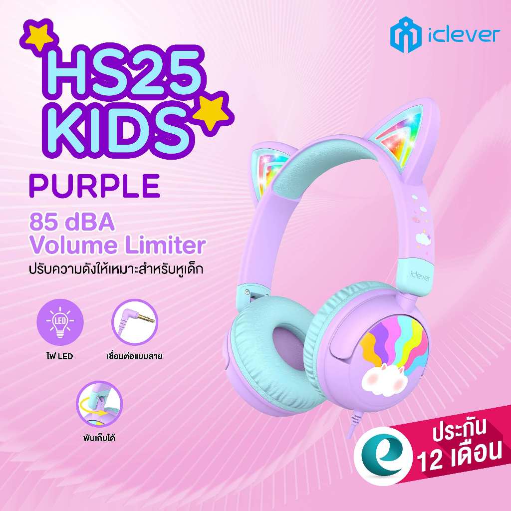 [ปลอดภัยสำหรับหูเด็ก] หูฟังเด็ก iClever HS25 Kids Headphone หูฟังสำหรับเด็ก Safe sound หูฟังครอบหู
