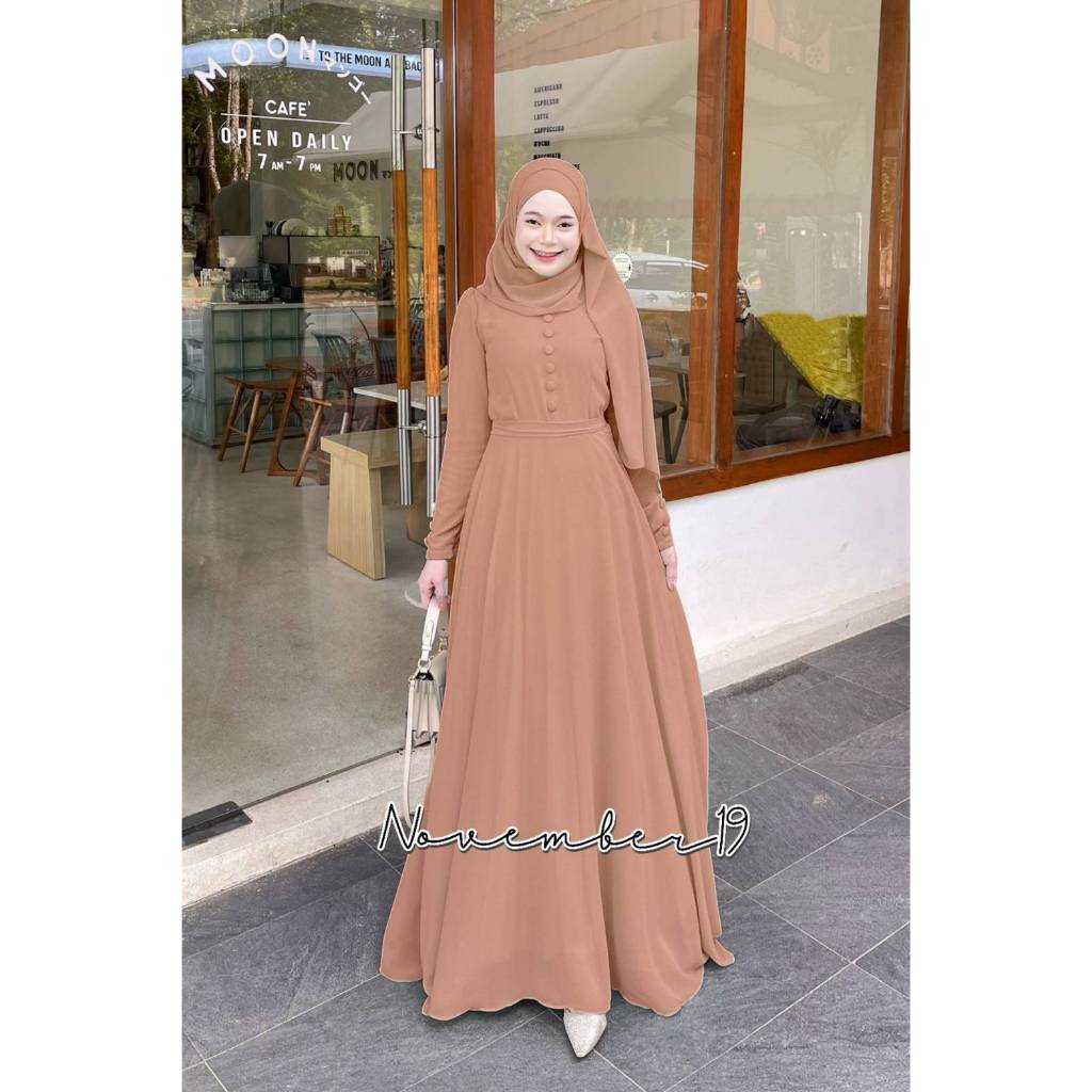 เดรส พร้อมส่ง รุ่นเลดี้ งานเนื้อผ้าชีฟอง ชุดอิสลาม เดรสมุสลิม เดรสยาวใส่เที่ยว ใส่ออกงาน