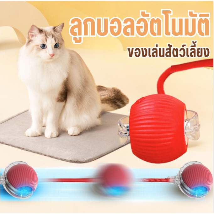 ลูกบอลสัตว์เลี้ยง ของเล่นแมว อัจฉริยะ ลูกบอลกลิ้งอัตโนมัติ ของเล่นแมว ลูกกลิ้ง มีไฟ