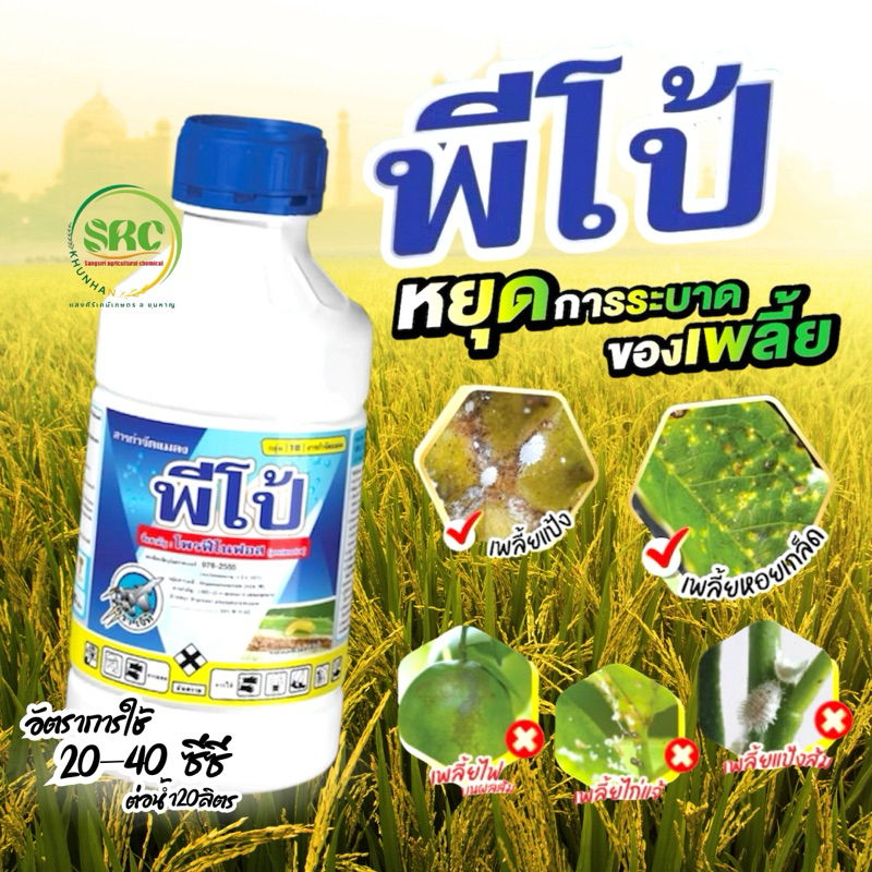 พีโป้(โพรฟีโนฟอส)ตราเจ็ท ขนาด1ลิตร ป้องกันเพลี้ยจั๊กจั่น เพลี้ยแป้ง เพลี้ยหอย หนอนชอนใบ ด้วง