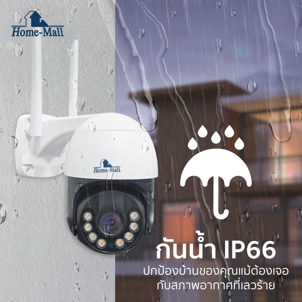 HOME-MALL กล้องวงจรปิดกันน้ำ กล้องวงจรปิด PTZ Wifi ไร้สาย ไซส์มินิ หน้าปัดดำ ip camera WIODO