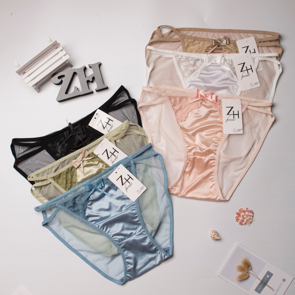 ZH.277กางเกงชั้นในผู้หญิงเซ็กซี่ บิกินี่ผ้าซาตินเอวต่ำพร้อมส่ง