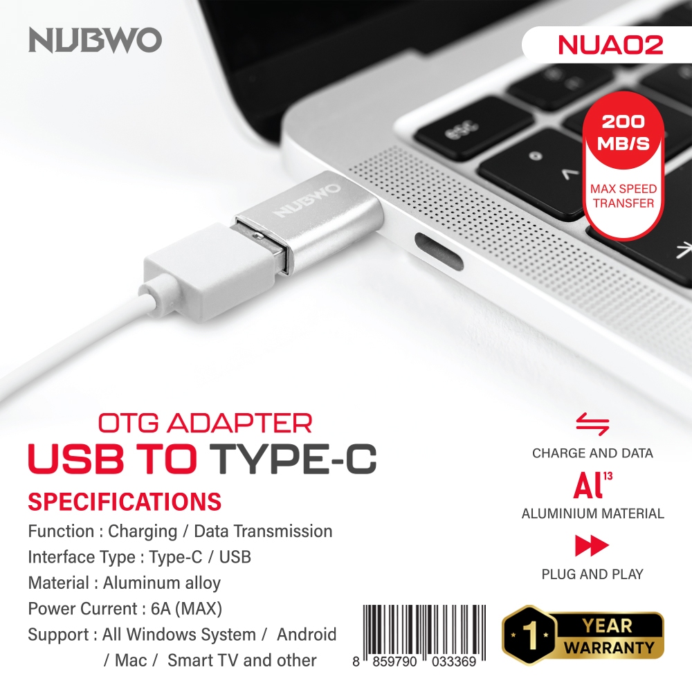 อะแดปเตอร์ USB A 3.0 to Type C รุ่น NUA02