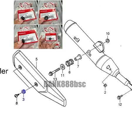 ยางกันร้อน ครอบท่อ WAVE 125S/R/บังลม 110i 125i DREAM CUB เวฟ ดรีม [18345-MBT-610] (แท้ศูนย์)