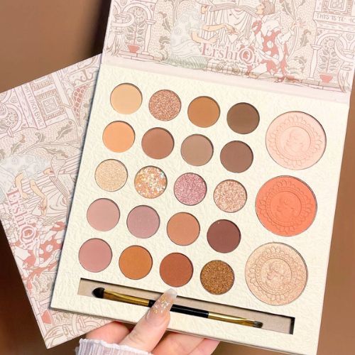 ErshiQiพาเลทอายแชโดว์ 20สี ไฮไลท์ บลัชออน3สีแถมแปรง เกาหลี เนื้อดินน้ำมัน เนื้อใยไหม ประกายชิมเมอร์ Eyeshadow