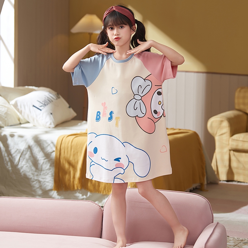 CHILDREN PAJAMAS  ชุดเด็กผู้หญิง ชุดเด็กกระโปรงบาน  ชุดนอนเด็ก   ส่วนสูง 80-175 CM E005 ราคา ถูกที่สุด ดีลบีเคเค แกลเลอรีภาพที่ 3