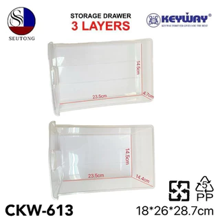 Keywayกล่องลิ้นชัก ลิ้นชักอเนกประสงค์3ชั้น สีใส เเข็งเเรงทนทาน รุ่น CKW-613,CKW-713