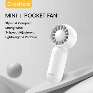 Orashare HF15 พัดลมพกพาขนาดเล็กพิเศษ พัดลมมือถือสำหรับเด็ก ปรับลมได้ 3 ระดับ น้ำหนักเบาเป็นพิเศษ พร้อมสายคล้อง