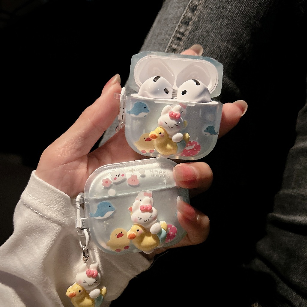 เป็ดกระต่าย เคสหูฟัง 1/2/gen2 เคสใสการ์ตูนนูน Airpods เคสหูฟังบลูทูธ เคสหูฟังไร้สาย pro pro2  gen gen2 gen3 Airpods4 - รูปที่ 7