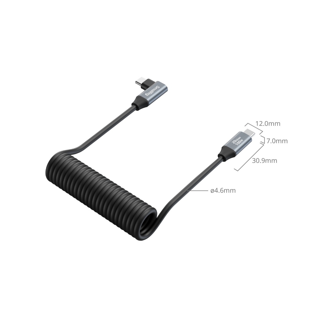 SmallRig- 4792 USB-C (Straight) to USB-C (Angled) Coiled Data Cable