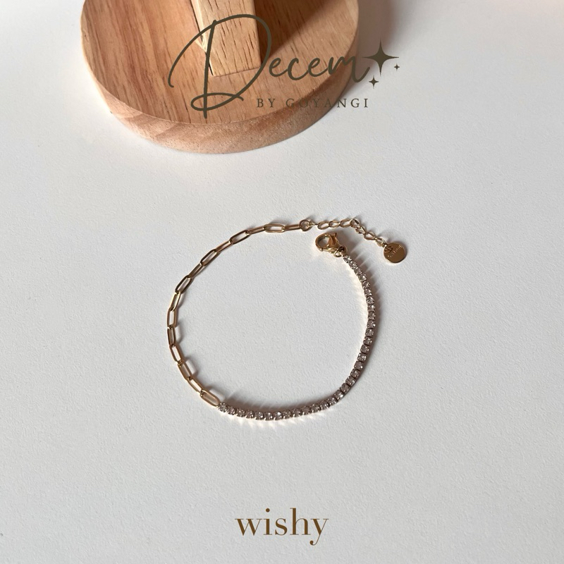 Decem- สร้อยข้อมือรุ่น Wishy สแตนเลสสามารถใส่โดนน้ำได้ ไม่ลอกไม่ดำ มีถุงเก็บแถมให้