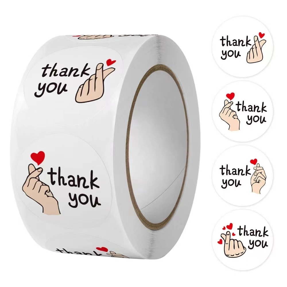 500ดวง สติ๊กเกอร์ขอบคุณ ติดกล่อง ติดแก้ว น่ารัก ตกแต่ง สำเร็จรูป Sticker Thankyou K03