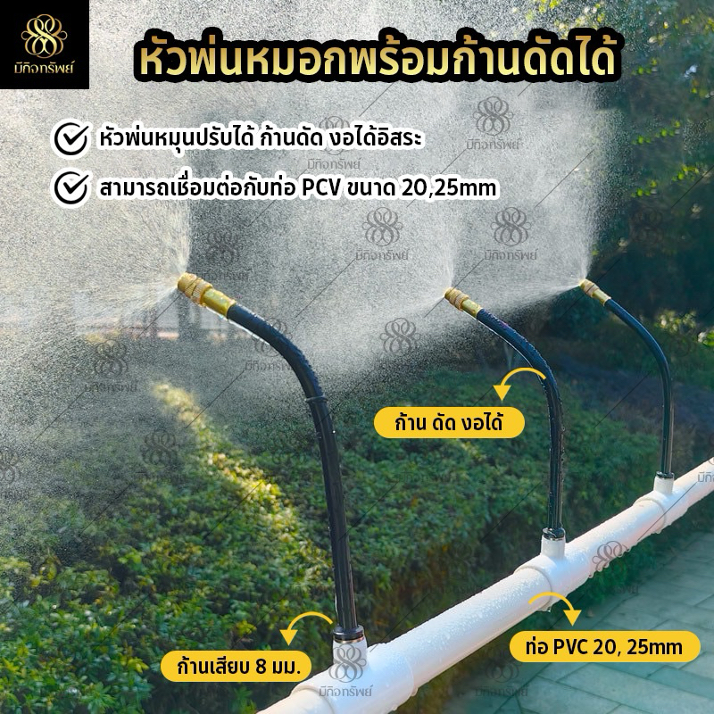20/30/50cm Free-bend ปรับทองเหลือง Misting หัวฉีดสเปรย์ พ่นหมอก Atomization Sprayer ท่อPU6/8/10/12mm