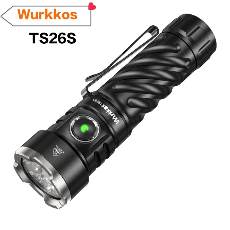 Wurkkos TS26S ไฟฉาย LED ชาร์จได้ ไกล3100ลูเมน, เพิ่ม90CRI ไดรเวอร์519A 4ดวง