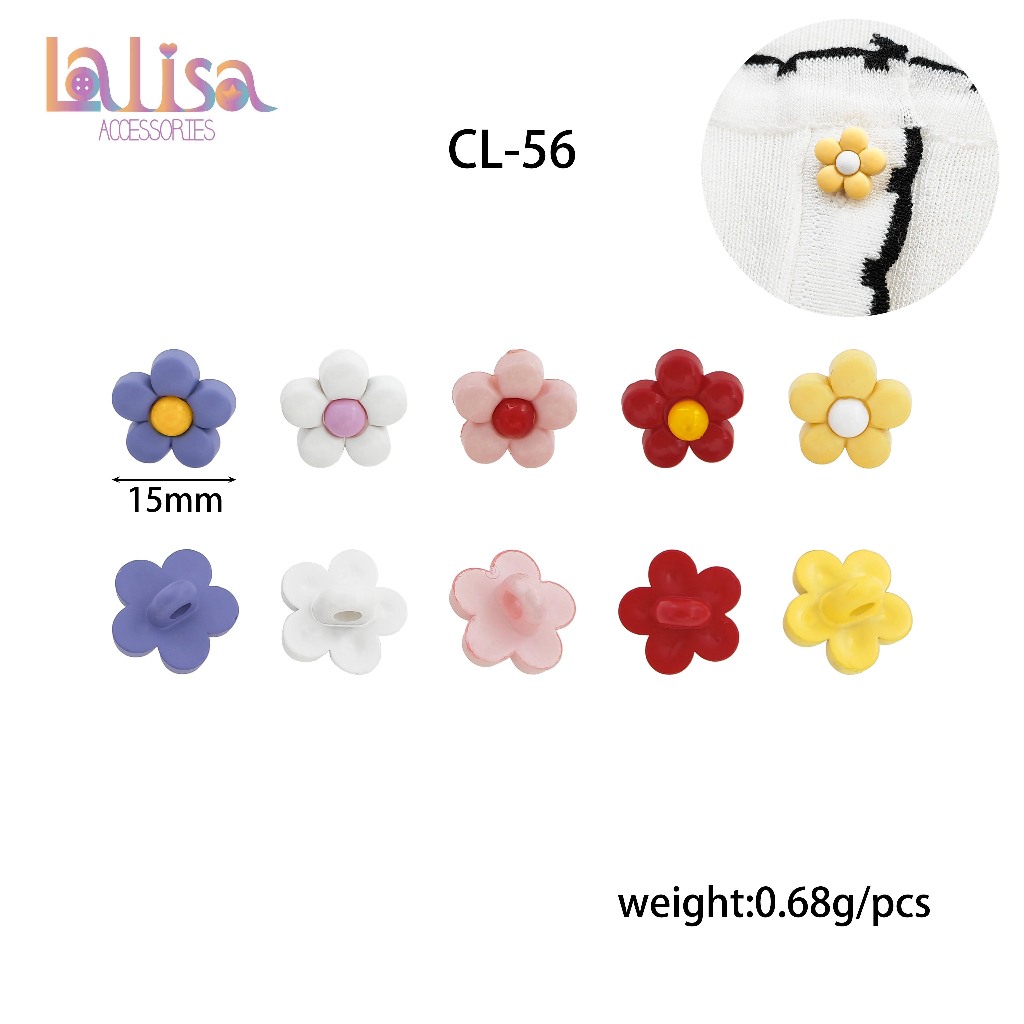 กระดุมเรซิ่นลายดอกไม้ Resin Button CL-56